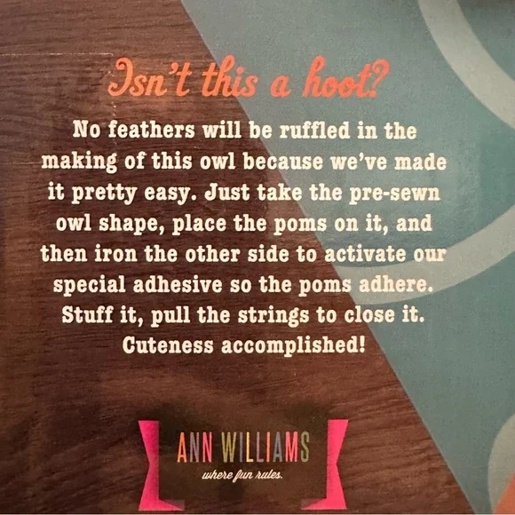 Craft-tastic – Pom Owl – Craft Kit Makes One Pompom Owl Stuffed Animal - Picture 4 of 4